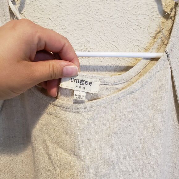 Umgee L High Low Dress Women’s Sz L Gauzy Raw Hem Midi High Low Shift Pockets - Picture 8 of 9